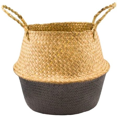 Oppbevaringskurv Sjøgress Sammenleggbar Oppbevaringskurv Leker Småting Klær Planter Grå Liten