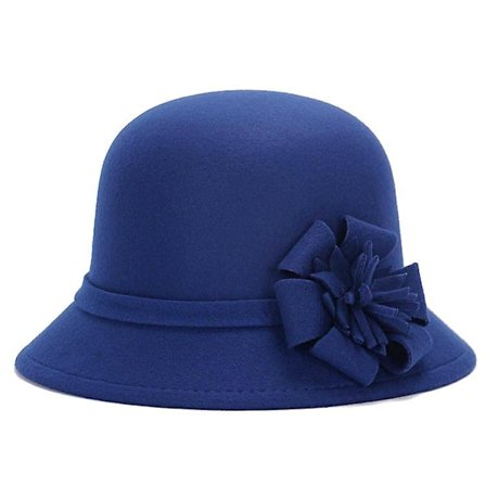 Naisten hattu Cloche pyöreä hattu naisille 1920-luvun Fedora Bucket Vintage Hat Flower Accent Syksy ja talvi Monivärinen valinnainen(kuninkaallinen 