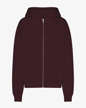 Organic Oversized Zip Hood - Oxblood Red