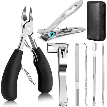 Pedicure Set with Nail Scissors, Nail Clippers, Nail File Black