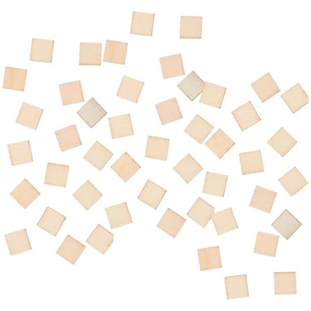 100 stk. 10 mm firkantede træskiver, blanke træstykker, ubehandlet DIY-plade til maling af kunsthåndværk