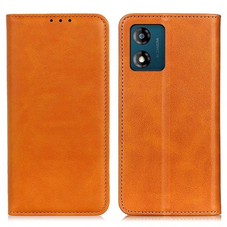 Lompakko-style Aitoa Nahkaa Läppäkotelo For Motorola Moto E13 - Ruskea