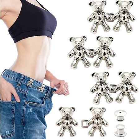 Silver - 4 midjebältesspännen, denimknappar, justerbar midjeinsnäppning