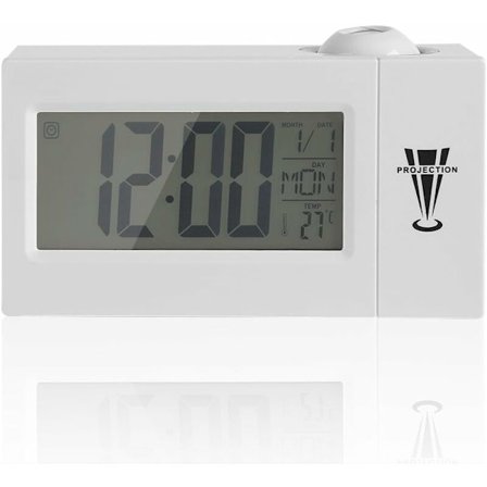 Digital vekkerklokke med projektor, dimmbar, programmerbar søvntimer og visning av innetemperatur, dag og dato - Fei Yu