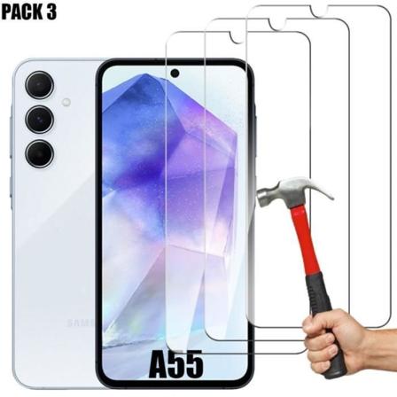 [3 styk] Hærdet glas til Samsung Galaxy A55 5G, gennemsigtig anti-ridse skærmbeskytter Transparent