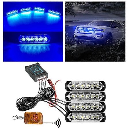 24 LED Strobe-billampa Trådlös Nödflimmerlampa LED 12V Trailer Lastbil Strobos Polisvarningslampa Autodiodlampa