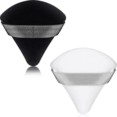 Trekantet Pudderpuff for Løs Pudder Kropp Kosmetisk Foundation Svamp Myk Pudder Svamp Våt Tørr Sminkeverktøy, Gjenbrukbar Trekantet Svamp (Svart Og 