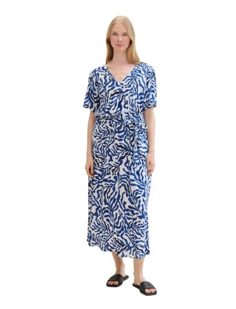 Tom Tailor Printed Wrap Dress - Blue - 34