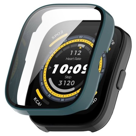 Huami Amazfit Bip 5 Watch Case Scratch Resistant Hard Flexible Protective Cover with Tempered Glass Film - Midnight Green