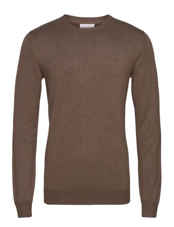 Melange Round Neck Knit Neulepaita Pyöreä Kaula-aukko Ruskea Lindbergh