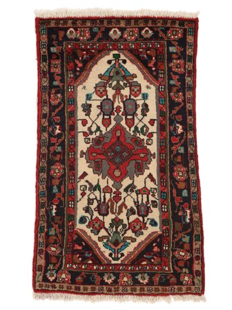 Tapis Hamadan 70X120 Noir/Rouge Foncé (Laine, Perse/Iran)