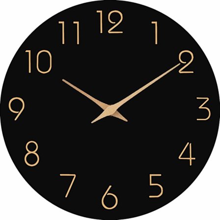 25 cm Seinäkello Hiljainen Tikittämätön - Laadukas Kvartsi Paristokäyttöinen - Moderni Yksinkertaisuus Musta black—yux