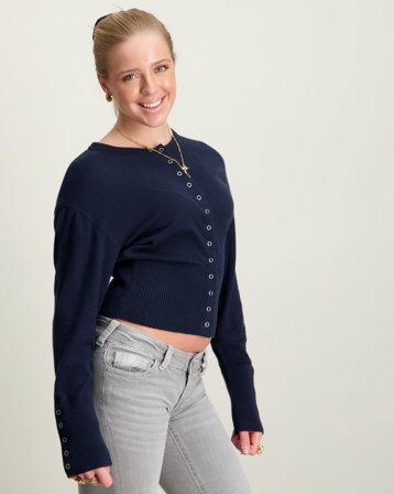 Gina Tricot Young Y shaped knitted cardigan Blå Tröjor Tjej - Kids Brand Store