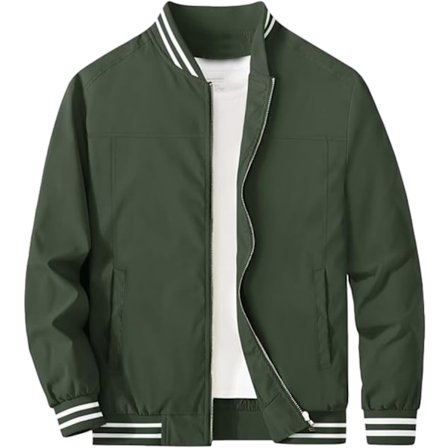 Herrar Casual Ståkrags Zip-jacka med Randigt Mönster i Solid Färg