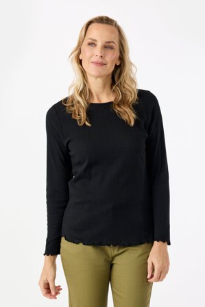 JENSEN - Langærmet T-Shirt - Sort - Hulmønstrer