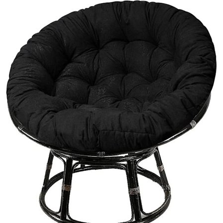 Papasan-pude, Tyk Pude med Knapper, Dobbelt Papasan-pude med 8 Skridsikre Bånd (1-pakke) (Sort) BY Black