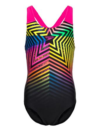 Girls Digital Placement Splashback Sport Swimsuits Black Speedo