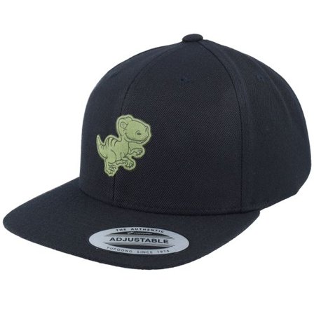 Kiddo Cap - Svart snapback Keps - Kids T-rex Green Patch Black/Black Snapback @ Hatstore