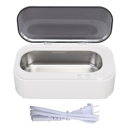 Ultralyd Smykkerensmaskin 304 Rustfritt Stål ABS Mini Bærbar Brillerensmaskin for Klokker, Proteser, Sminkekoster CN 220V