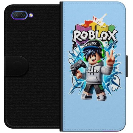 Kompatibelt Plånboksfodral till Honor Honor 10 Färgstark Roblox-karaktär med handkontroll och energifylld splash art design, perfekt för barnrum o