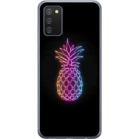 Kompatibelt Mobildeksel til Samsung Samsung Galaxy A02s Neonlysillustrasjon av ananas i fargerikt lys mot svart bakgrunn