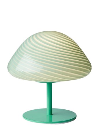 Mini Mush Table Lamp, Glass Head, Metal Base Green Halo Design