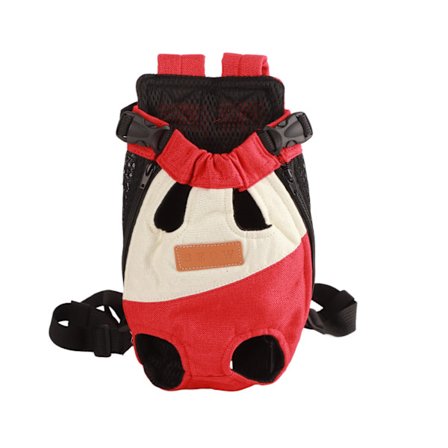 Dubbelaxel-husdjursväska Bärbar 4-bens hundkattryggsäck för utomhusvandring och resor S (1,5-2,5 kg) Röd Vit