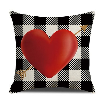 Valentinsdag Pyntepudebetræk 45x45 cm Kærlighedshjerte Plaid Pude til Etui Jubilæum Bryllup Hyndebetræk til So