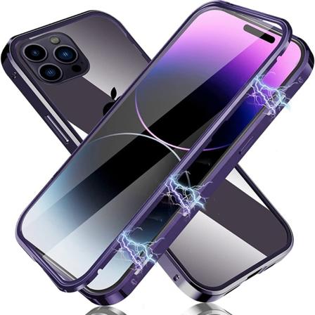 iPhone 14 Pro Max - Smart Magnetiskt Dubbelsidigt Skal Lila