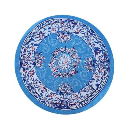 Dukkehus Teppe Miniatyrvevteppe BLÅT RUNDT RUNDT