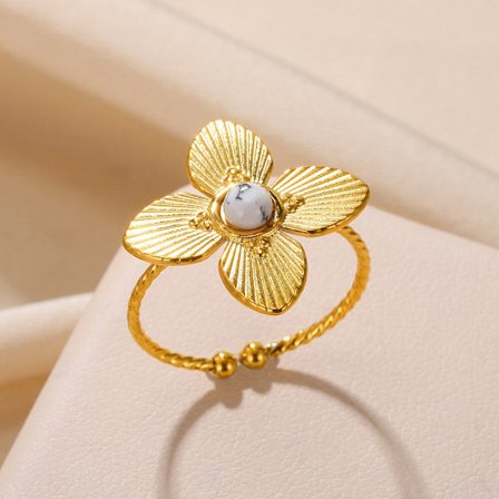 Grön Opal Guld Färg Solrosringar För Kvinnor Tjej Rostfritt Stål Justerbara Fingerringar Smycken Festpresenter anillos mujer