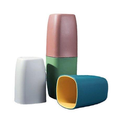 Sæt med 4 stk. plastikbadeværelsesglas - tandbørsteholder