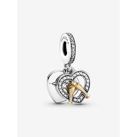 Pandora - Tofarget Happy Anniversary Dangle Charm - 14k gull, Sterlingsølv
