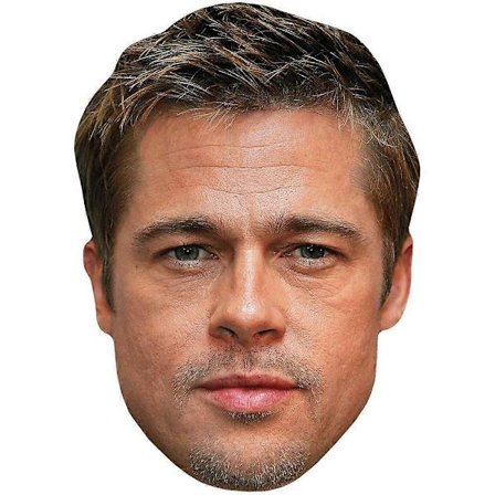 Brad Pitt (Stubbig) Kendismaske, Fladt Kort Ansigt (FMY)