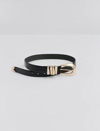 Malina Azelia Buckle Leather Belt - Black - 75