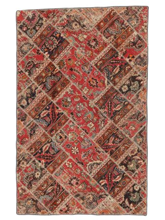 Patchwork Vloerkleed Handgeknoopt 148X232 Donkerrood/Bruin Perzië