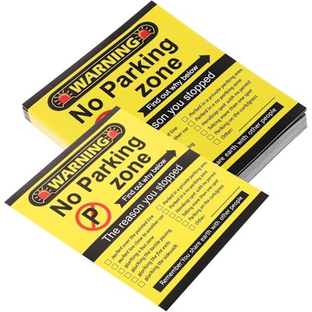 Pysäköintitarrasarja 100 kpl Varoituskortteja henkilökohtaisiin, yritysten ja julkisiin pysäköintitiloihin