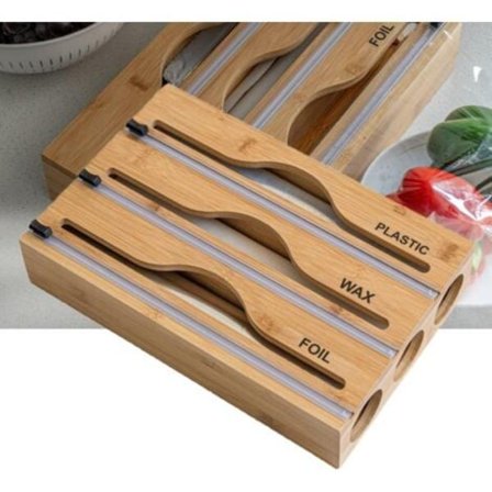 Ziplock Pose Opbevaringsorganisator, Opbevaringsboks til Plastfolie, Aluminiumfolie og Plastfolie Organizer med Tovejs Lynlåsskærer, Saver