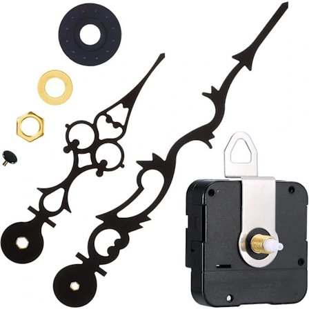 Quartz urværk med 170 mm / 6,7" visere til gør-det-selv vægur (sort)