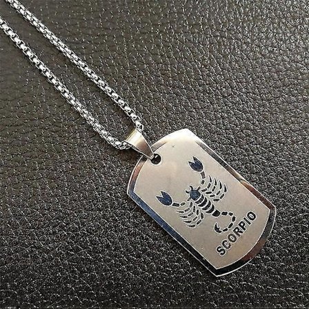 Skorpionen 12 Stjärnbilder Halsband Födelsedagspresenter Guld Färg Rostfritt Stål Amulett Hänge Zodiak Tecken Smycken Collier(Scorpio3,90cm)