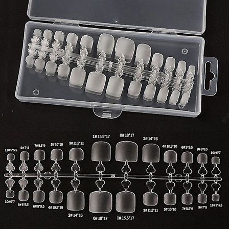 240 stk./sett Firkantede Falske Tånegler Full Dekning Naturlig Hvit Klar Press På Falske Tånegler Akryl Fot Neglekunst Tips For Kvinner