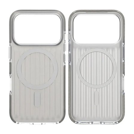Corrugated suitcase metal paint magnetic suction Case For iPhone 17 Pro Silver