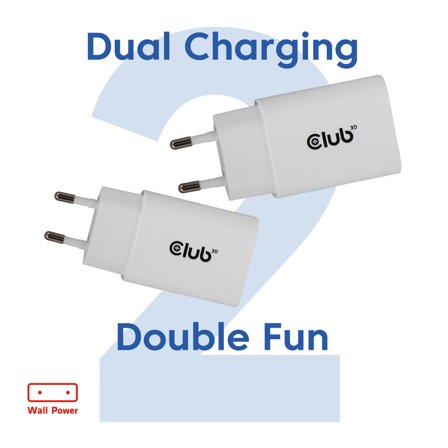 Club 3D 2-Pack Usb C Charger 30 Watt