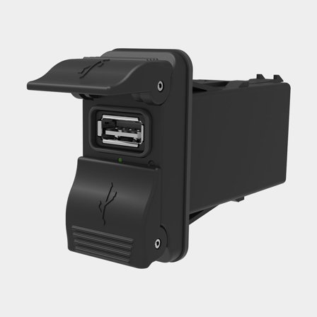 USB-stopcontact Carling Technologies V-Charge, ingebouwd, zwart, 12 V / 24 V, 3.15 A, USB-A + USB-A, met deksel