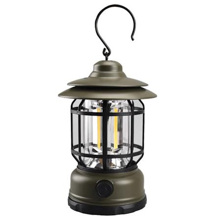 LED Camping Lanterne Hængende Teltslampe Retro Bærbar Lampe Sort Ida black rechargeable type