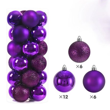 24 stk. 3/4/6CM Julekugler Stor Kugle Juletræ Hænge Ornament til Festdekor 2025 Nytår Navidad Gaver Tilbehør Purple-FF-