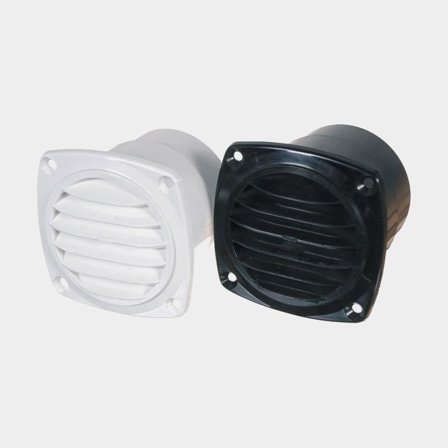Grille de ventilation, plastique, avec embout de tuyau 3" (76 mm), noir