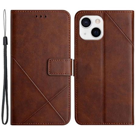 SKALO iPhone 15 PU læderpung med prægning - Brun Brown