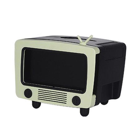 Vävnadslåda Tv-formad mobiltelefonhållare Dispenser förvaring Case Organizer med mobil (grön)