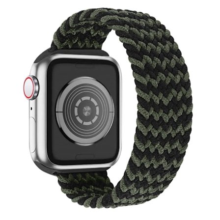 Apple Watch (45 mm) elastiskt klockarmband - Svart / Grön / Storlek: S